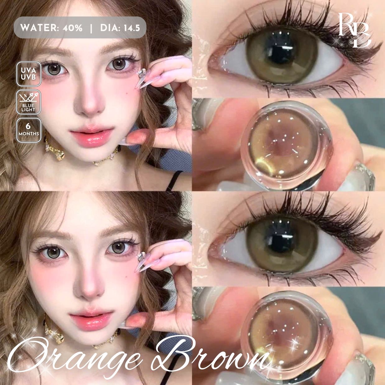 Kính Áp Tròng Màu Nâu Orange Brown