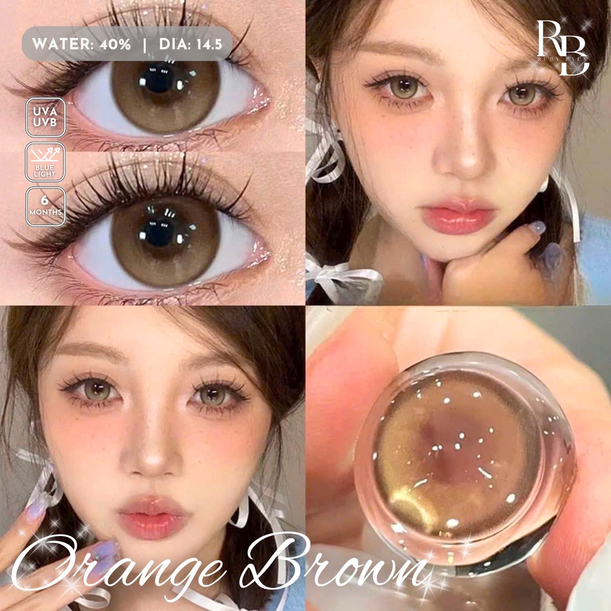 Kính Áp Tròng Màu Nâu Orange Brown