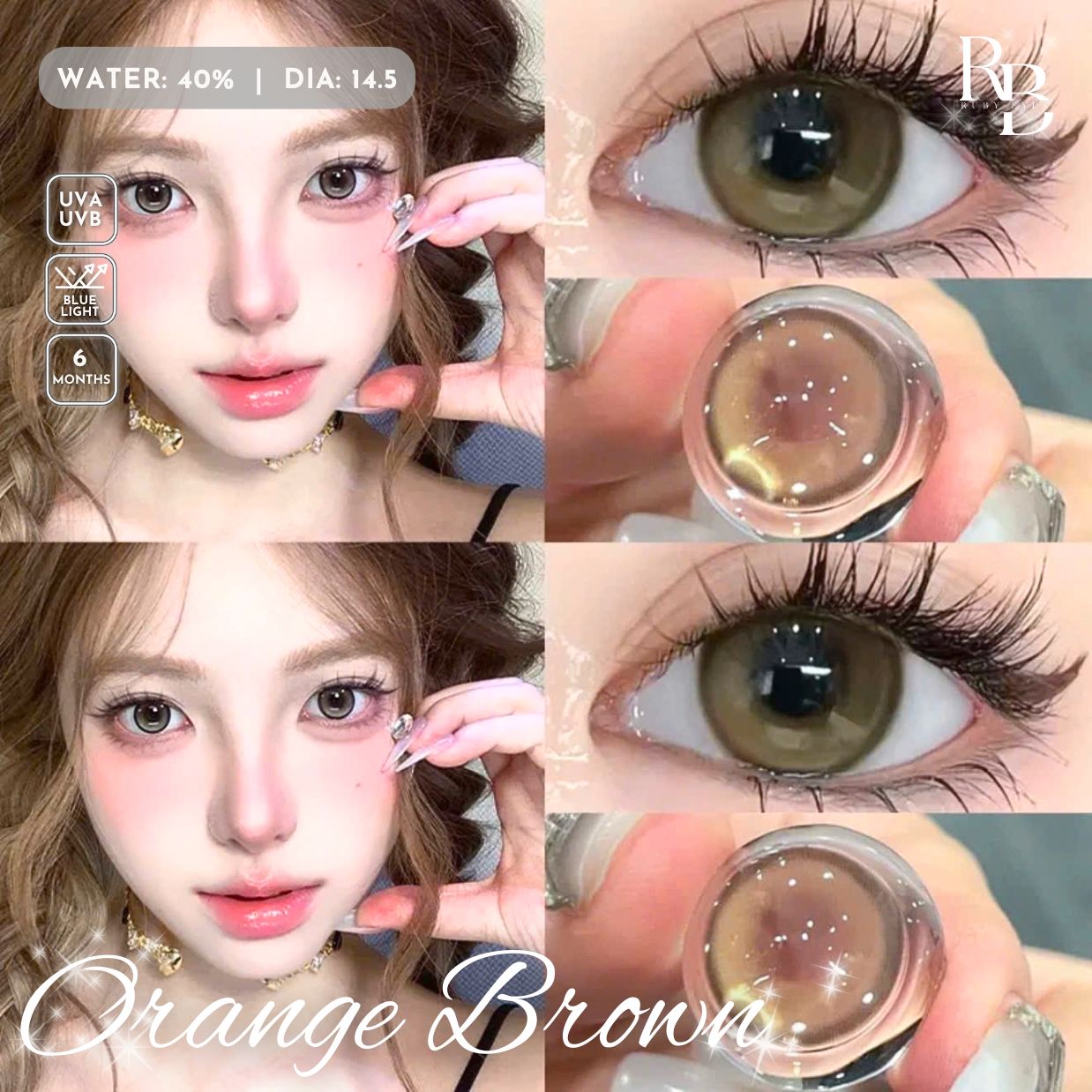 Kính Áp Tròng Màu Nâu Orange Brown