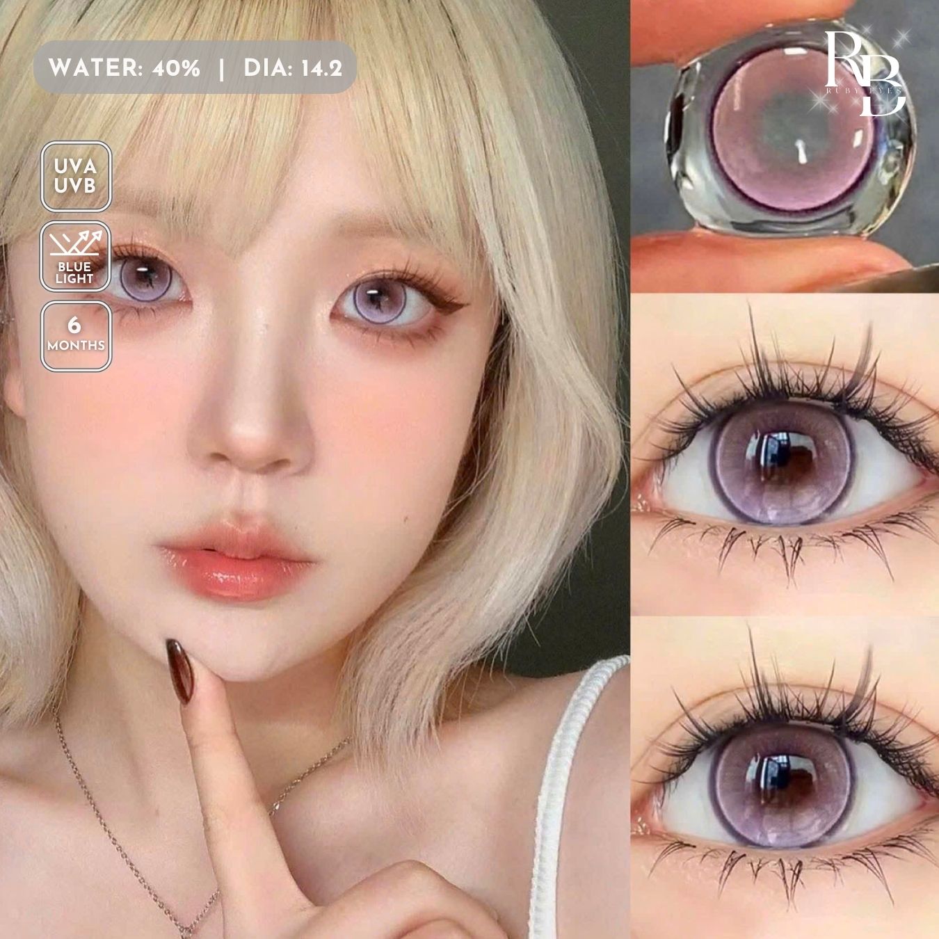 Kính Áp Tròng Màu Tín Glaz Purple 14.2mm