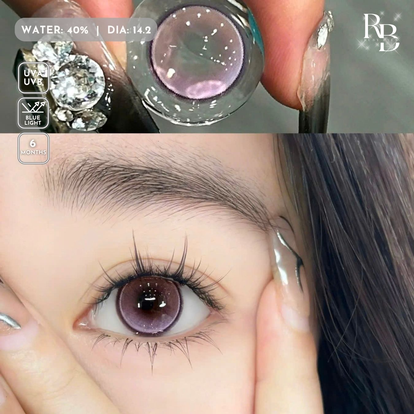 Kính Áp Tròng Màu Tín Glaz Purple 14.2mm
