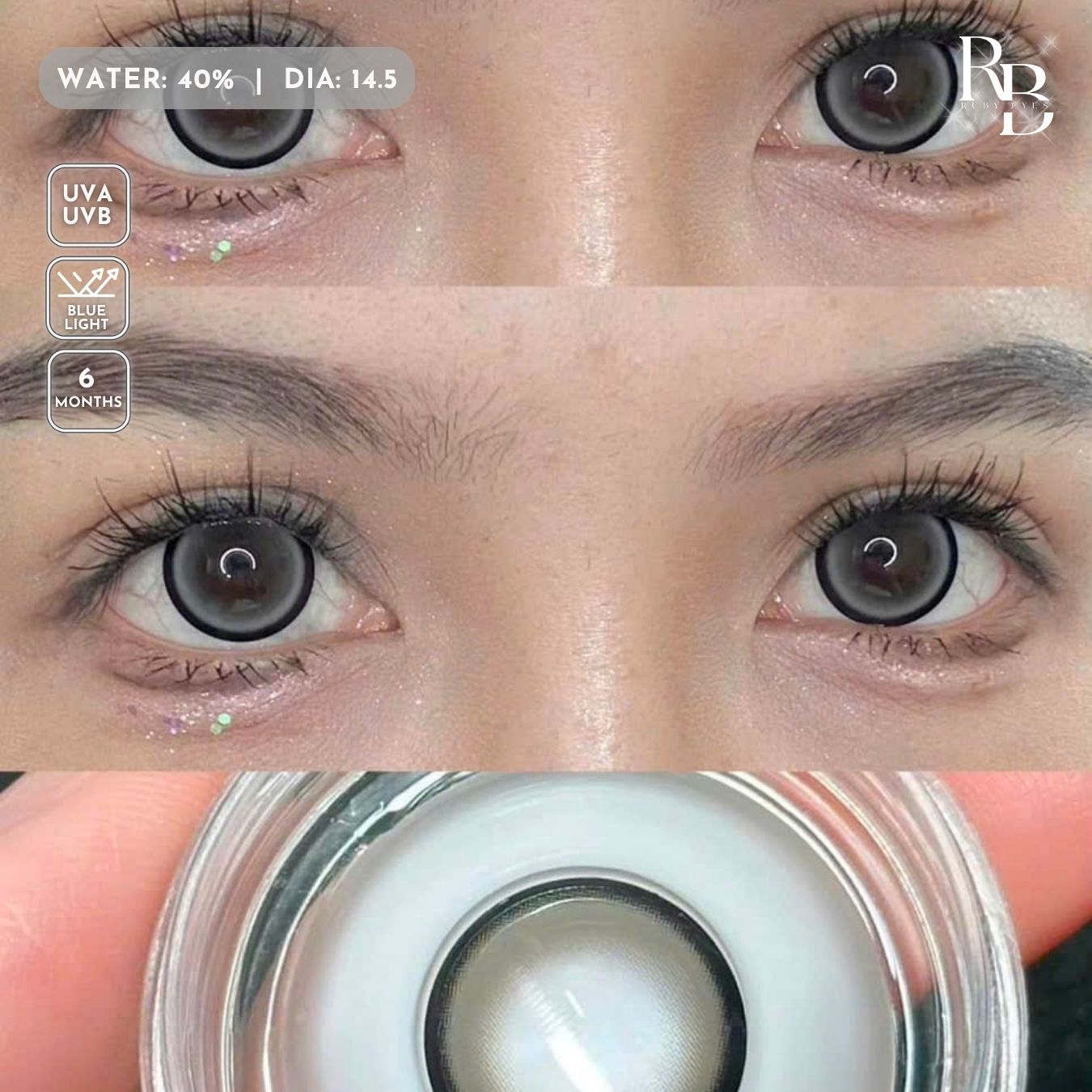 Kính Áp Tròng Màu Xám Bubble Gum Gray 14.5mm