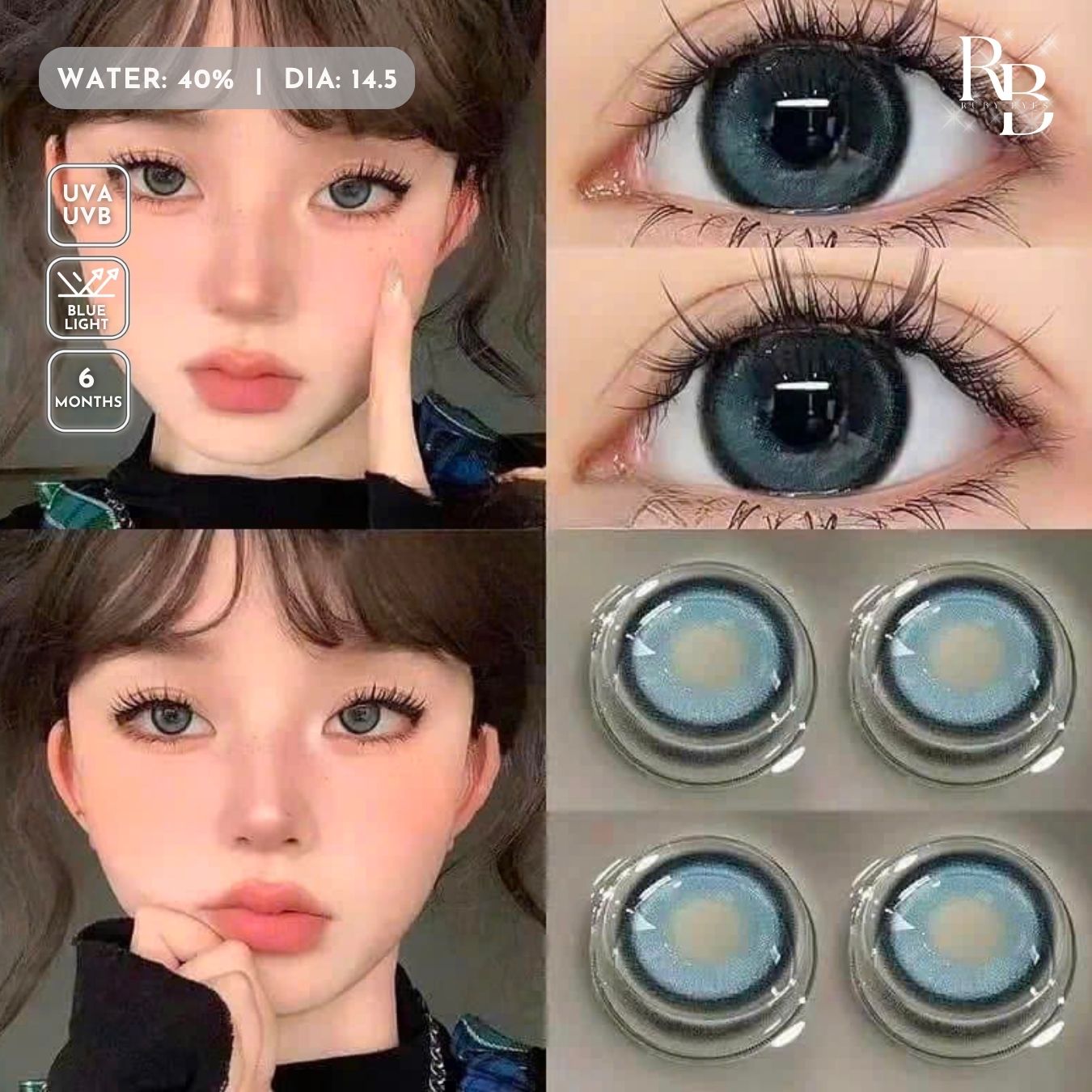 Kính Áp Tròng Màu Xanh Swan Lake Blue 14.5mm