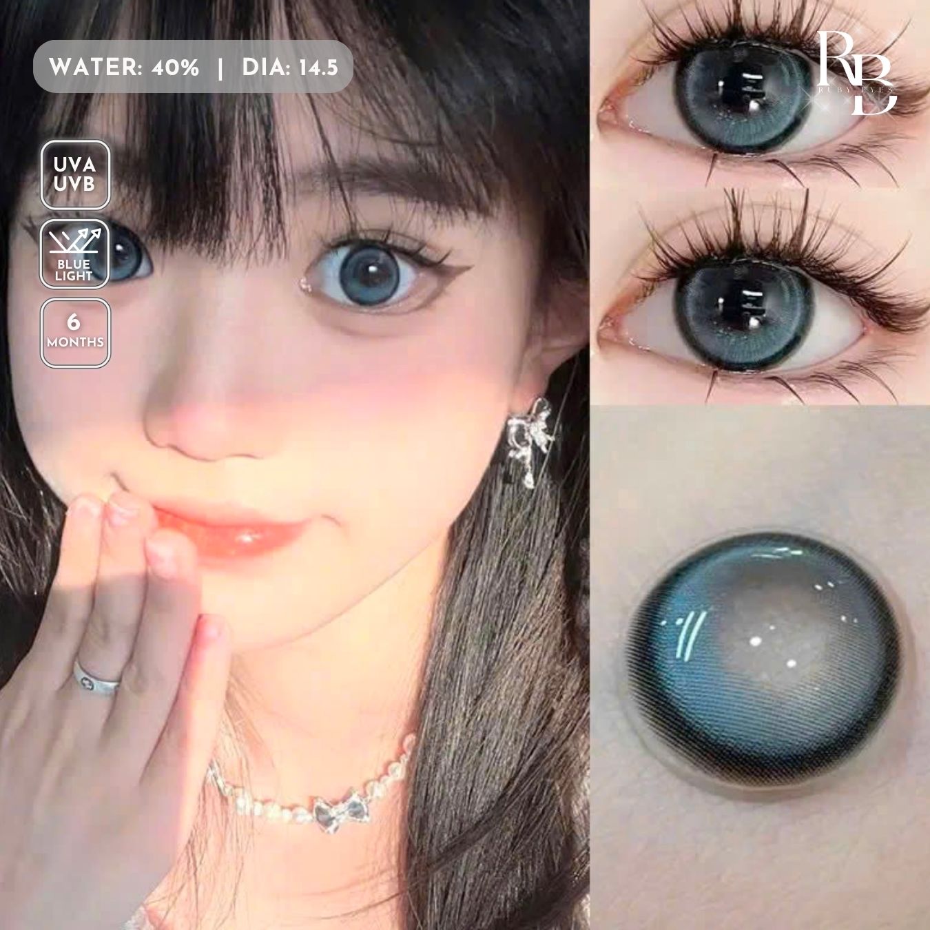 Kính Áp Tròng Màu Xanh Swan Lake Blue 14.5mm