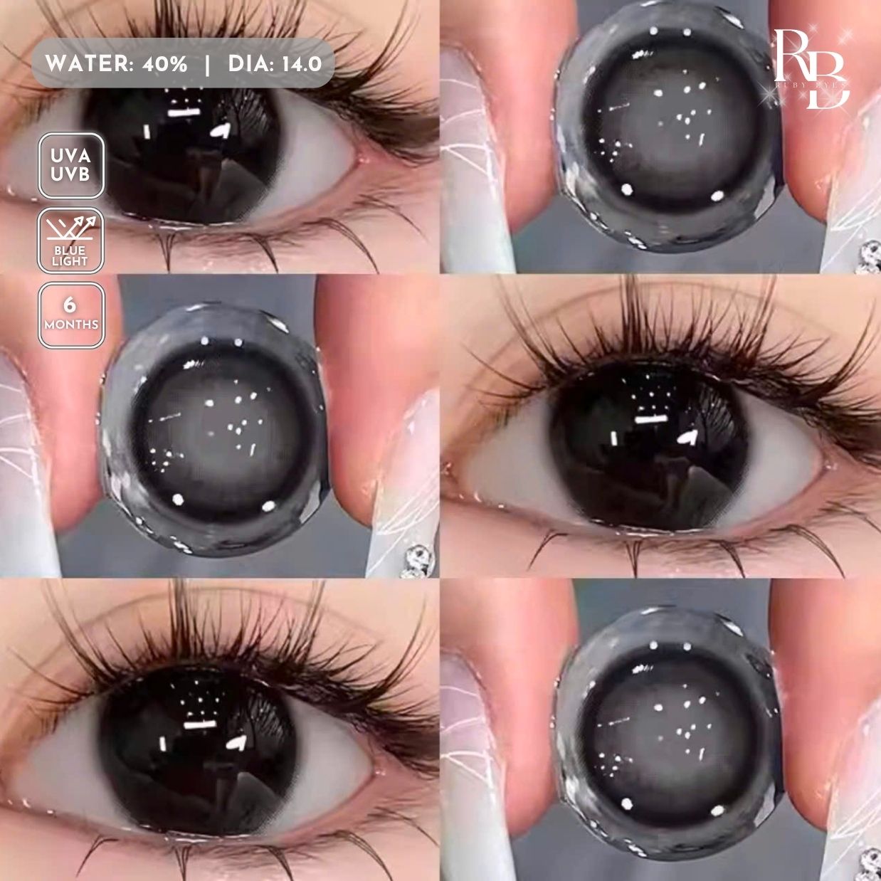 Kính Áp Tròng Màu Đen Gugu Black 14.0mm