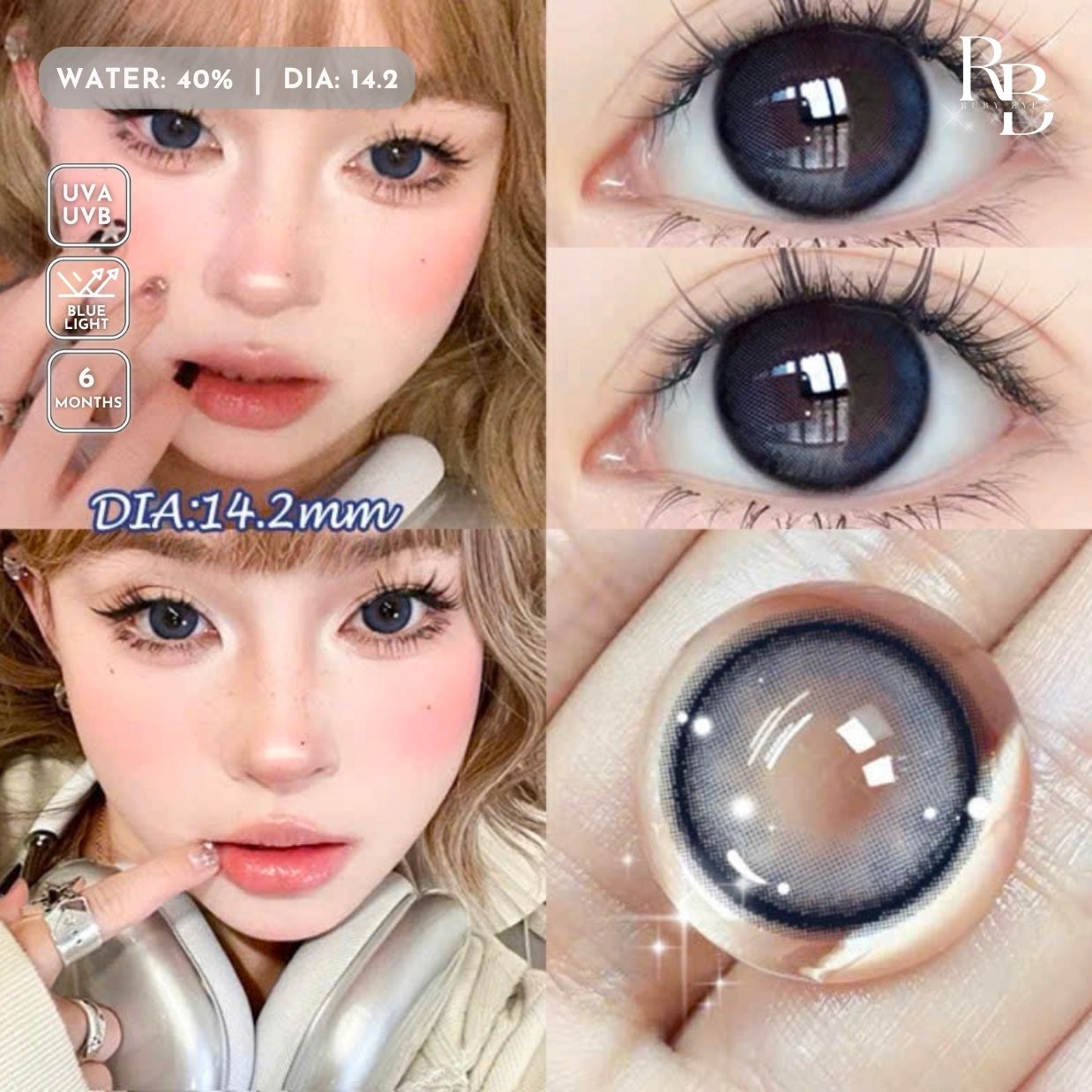 Kính Áp Tròng Màu Xanh Manta Ray Blue 14.2mm