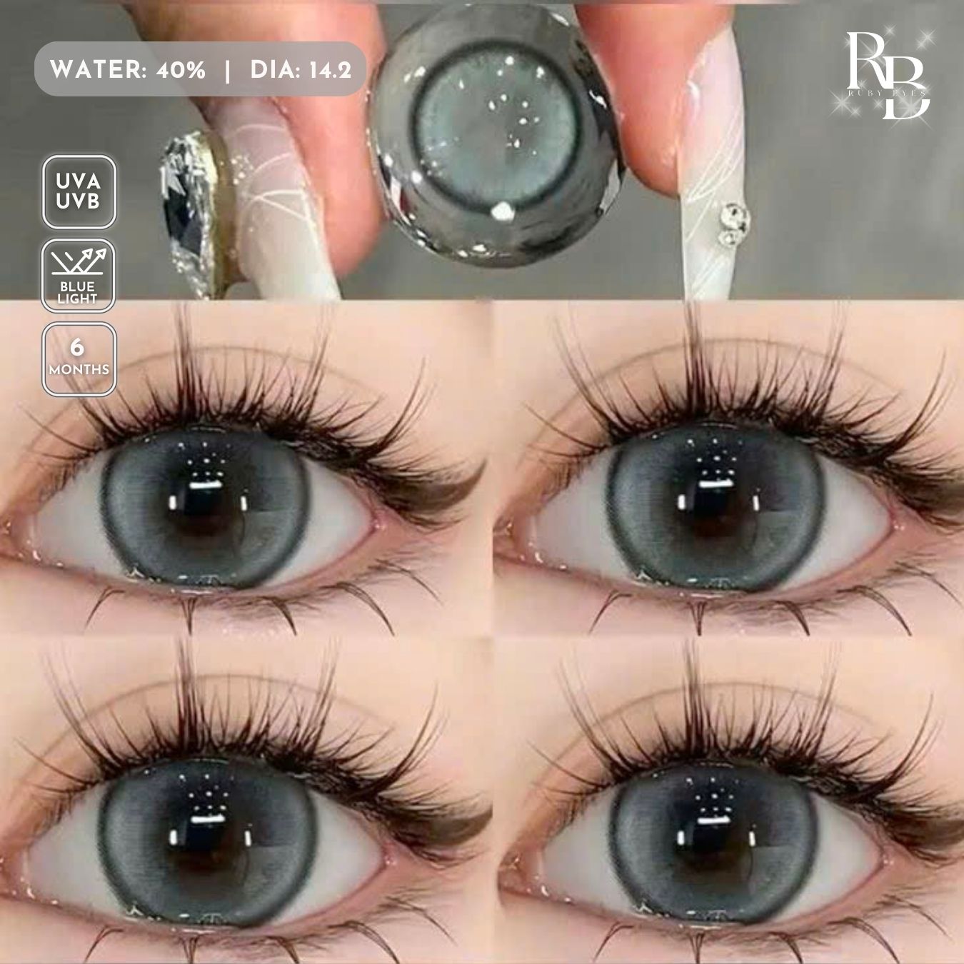 Kính Áp Tròng Màu Xám Freezing Salt Gray Size 14.2mm