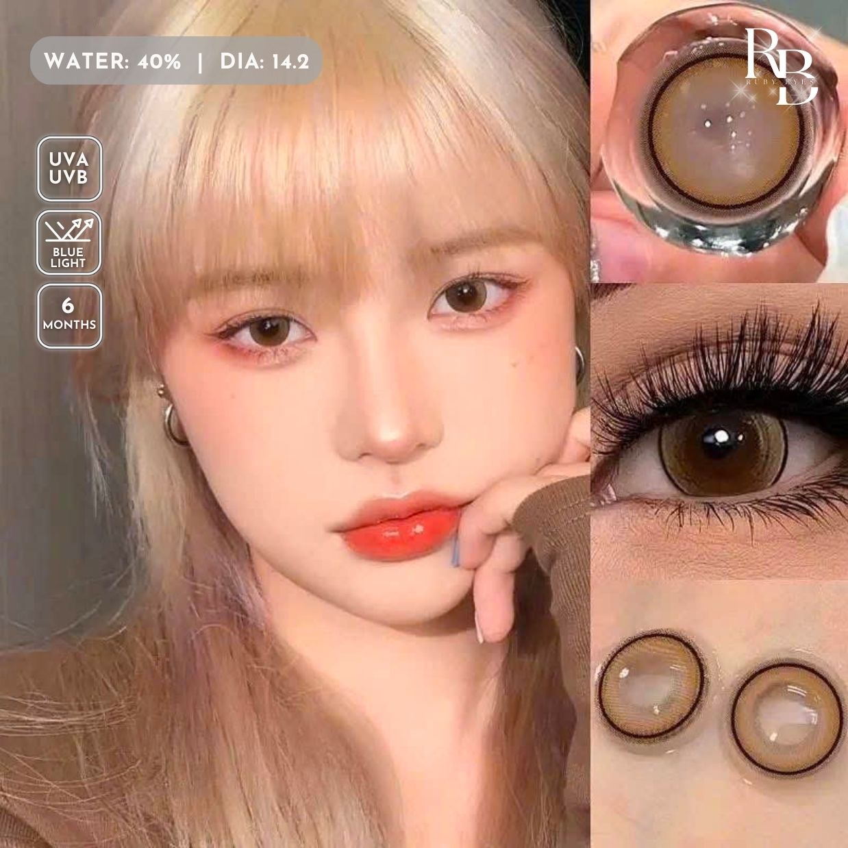 Kính Áp Tròng Màu Nâu Morning Dew Brown 14.2mm