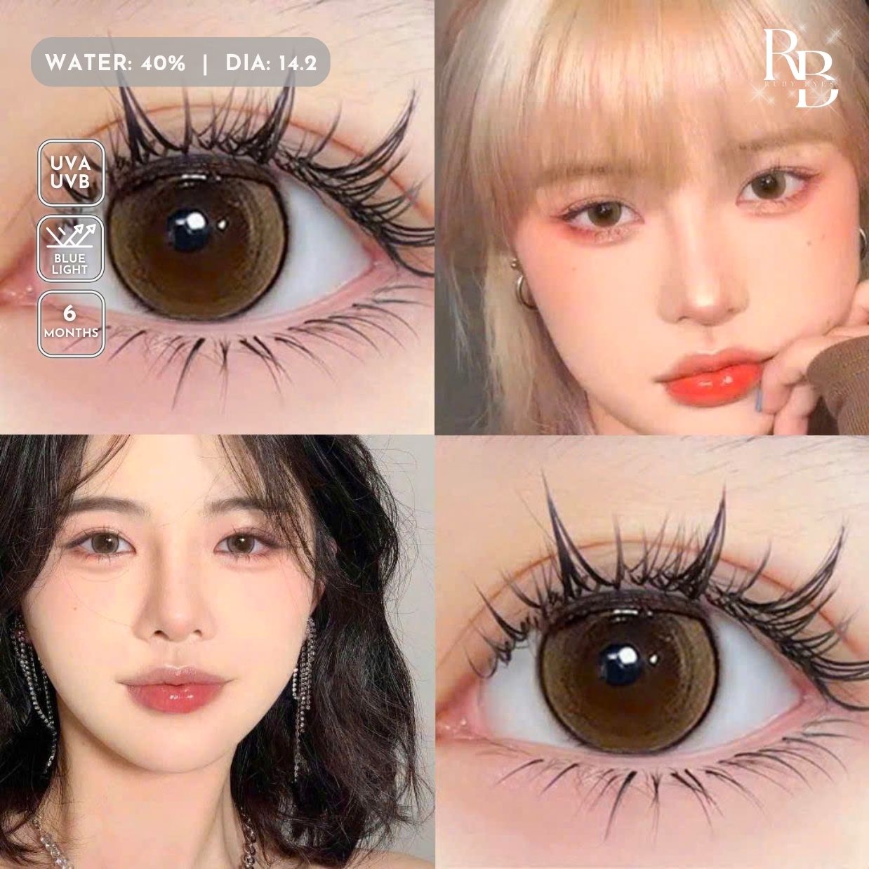 Kính Áp Tròng Màu Nâu Morning Dew Brown 14.2mm