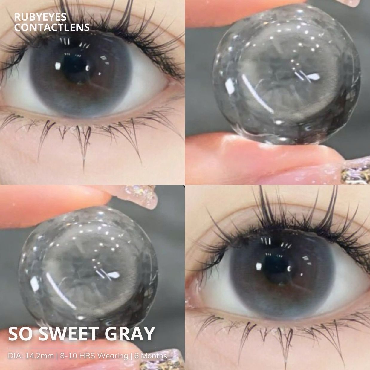 Kính Áp Tròng RUBYEYES Màu Xám So Sweet Gray Full Độ 0-5