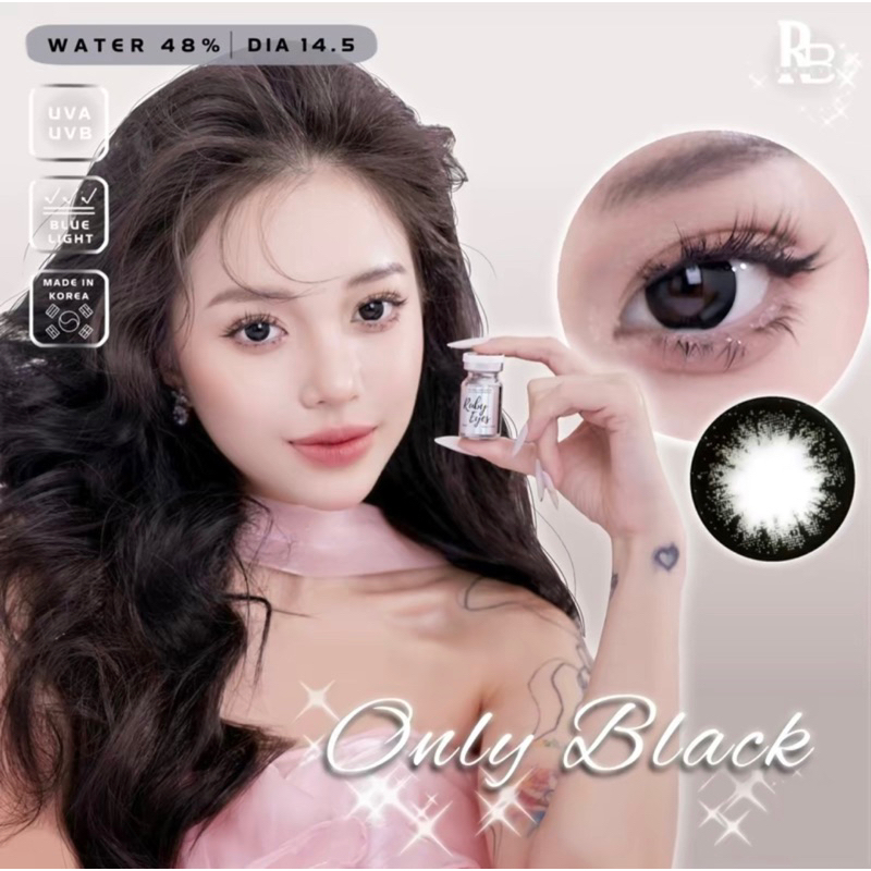 Kính Áp Tròng RUBYEYES Màu Đen Only Black Full 0-5 Độ