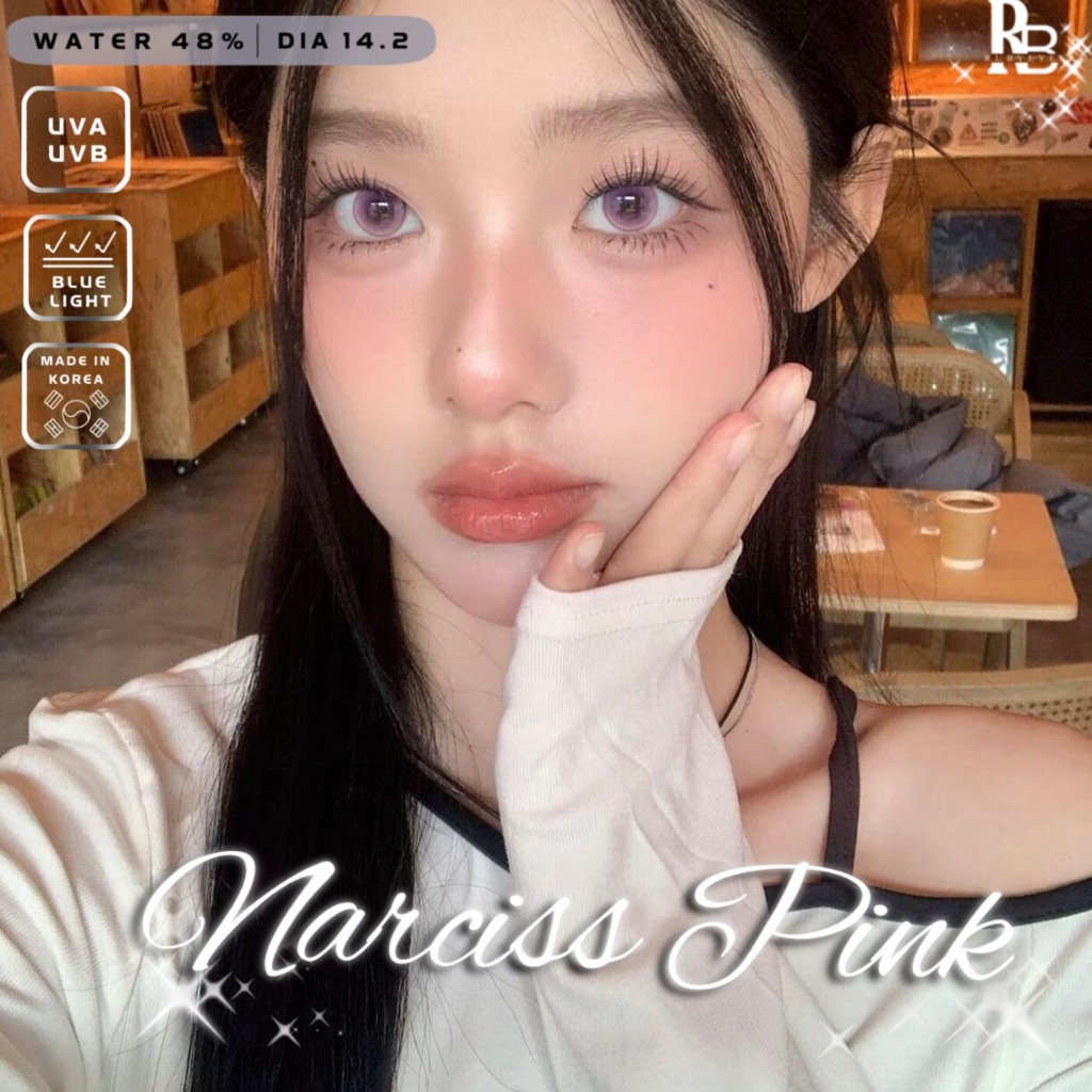 Kính Áp Tròng RUBYEYES Sillicone Hydrogel Màu Hồng Narciss Pink, Kính Áp Tròng Hàn Quốc BST BEARLENS
