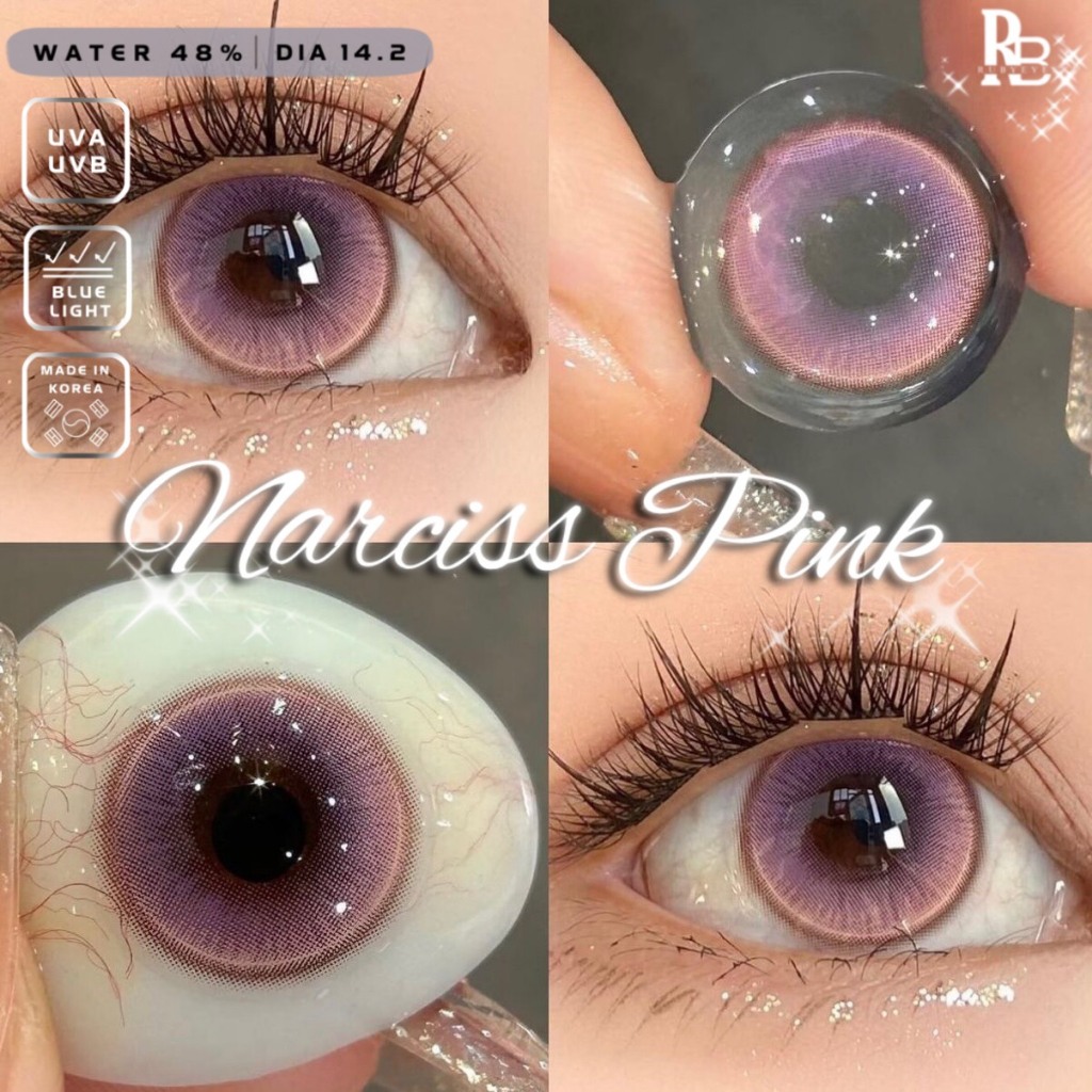 Kính Áp Tròng RUBYEYES Sillicone Hydrogel Màu Hồng Narciss Pink, Kính Áp Tròng Hàn Quốc BST BEARLENS