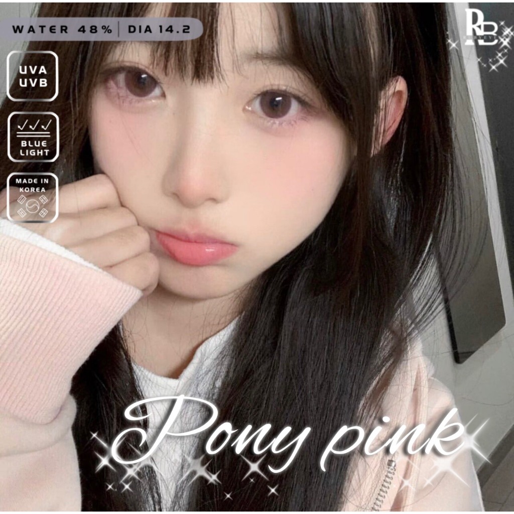 Kính Áp Tròng RUBYEYES Màu Hồng Pony Pink, Lens Mắt 0 Độ Màu Hồng BST BEARLENS [Tặng Khay Gương Dụng Cụ Đeo]