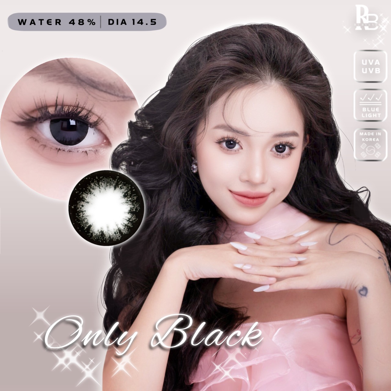 Kính Áp Tròng RUBYEYES Màu Đen Only Black Full 0-5 Độ