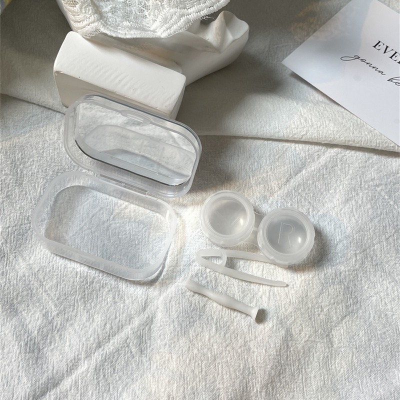 Khay Gương Đựng Lens Nhựa Dẻo Kèm Nhíp Silicone