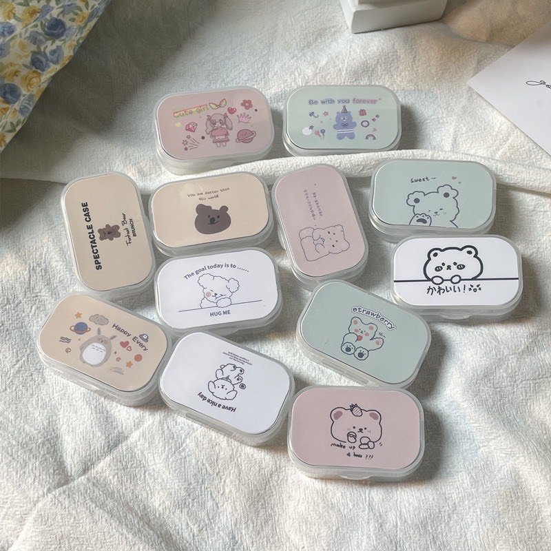 Khay Gương Đựng Lens Nhựa Dẻo Kèm Nhíp Silicone