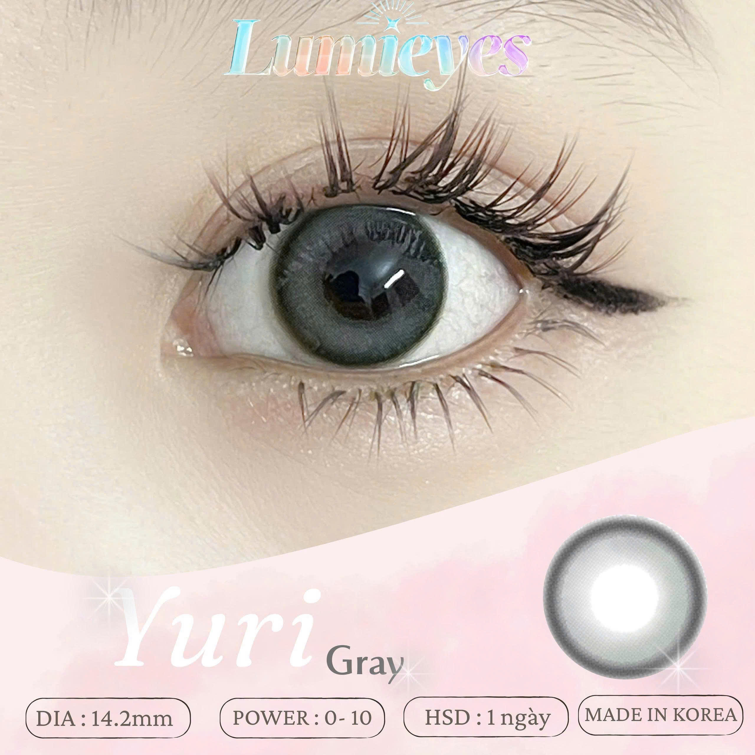 Lens 1 Ngày Màu Xám Yuri Gray 14.2mm