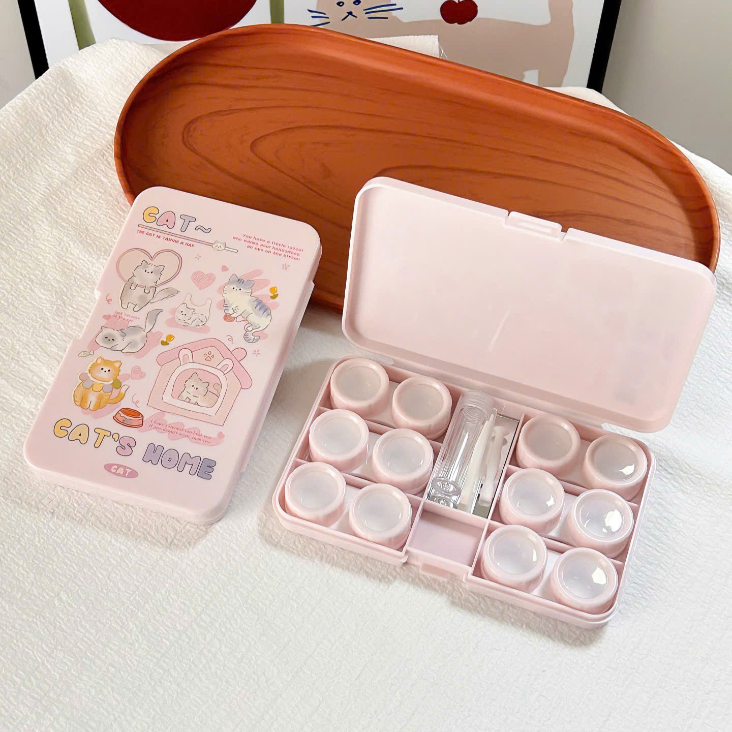 Khay Đựng 6 Cặp Lens Những Chú Mèo Vui Nhộn