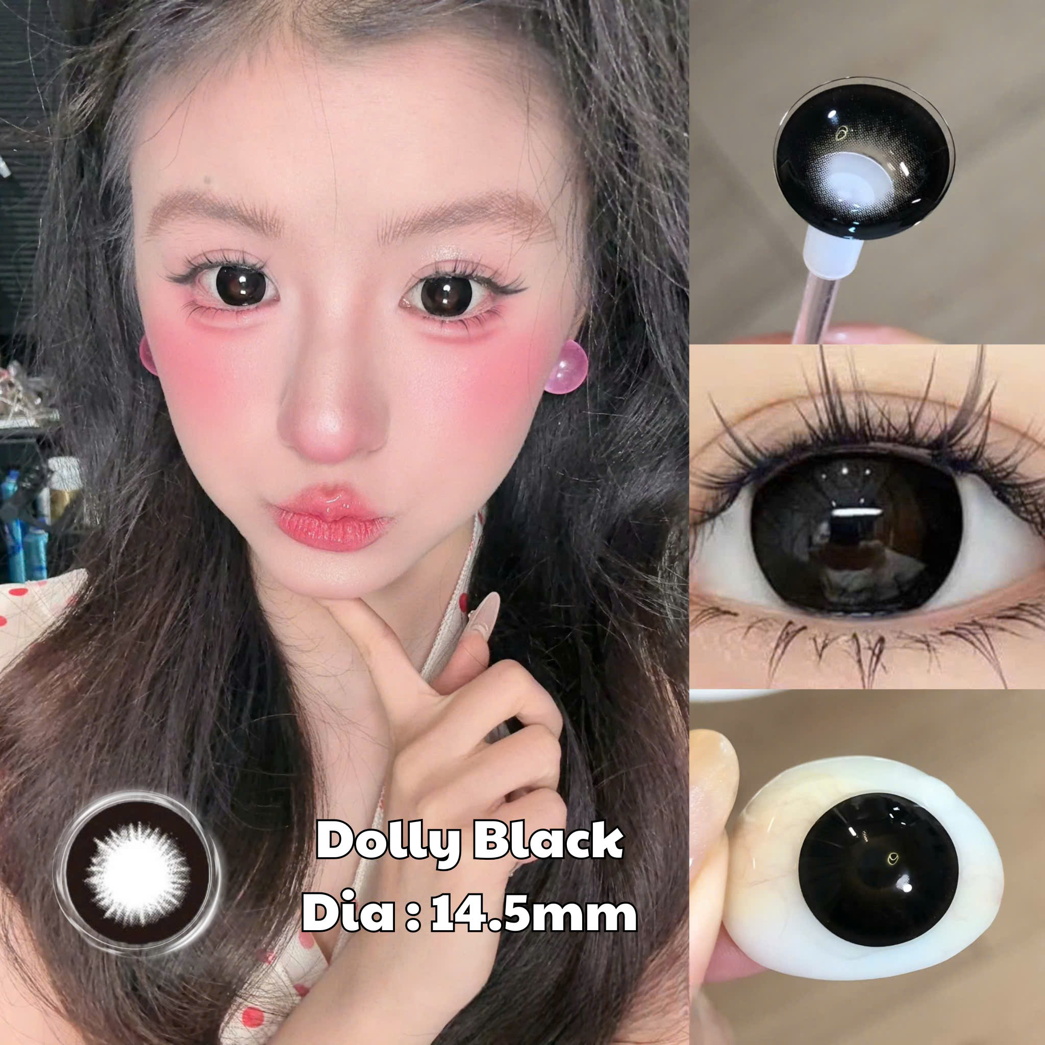 Kính Áp Tròng Màu Đen Dolly Black