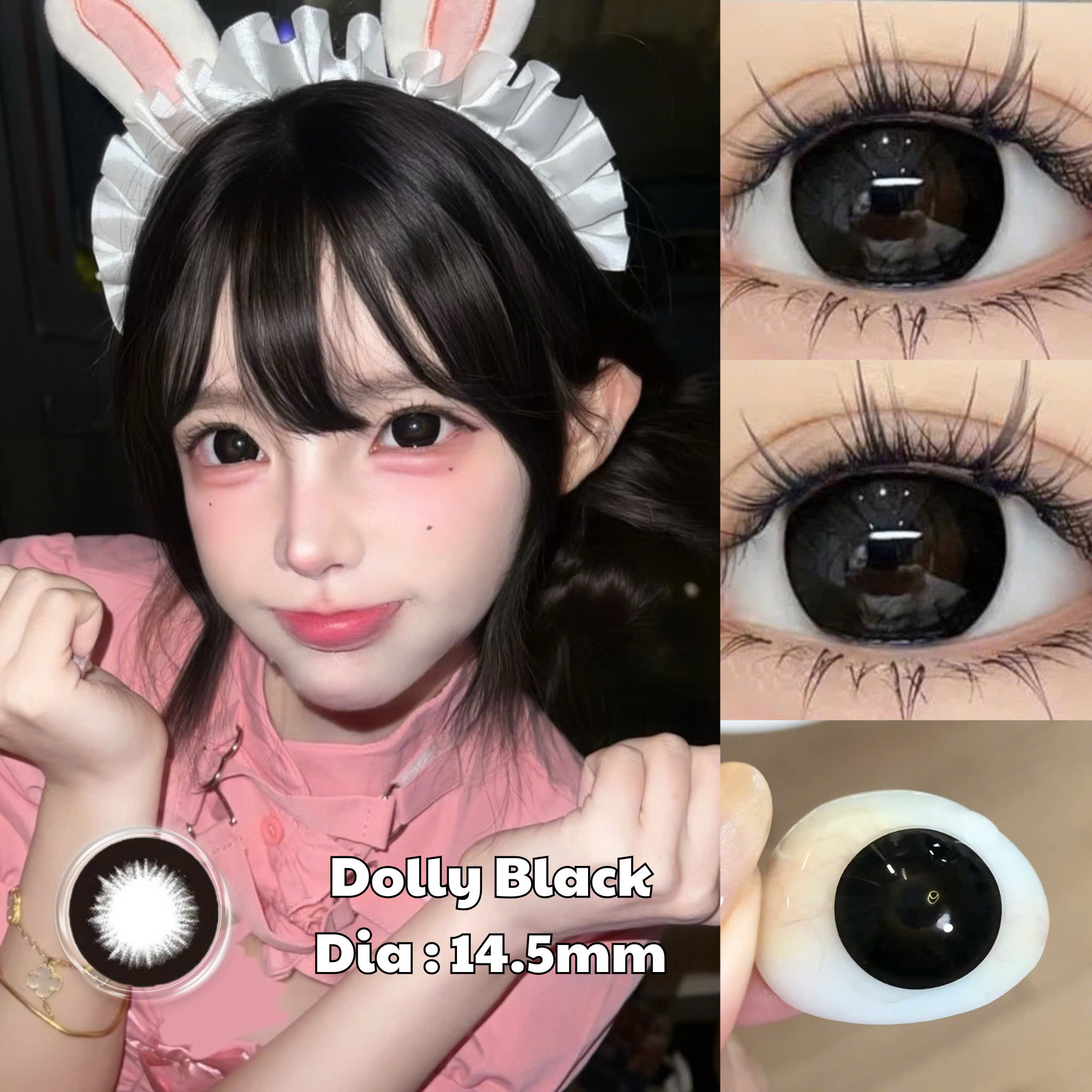 Kính Áp Tròng Màu Đen Dolly Black