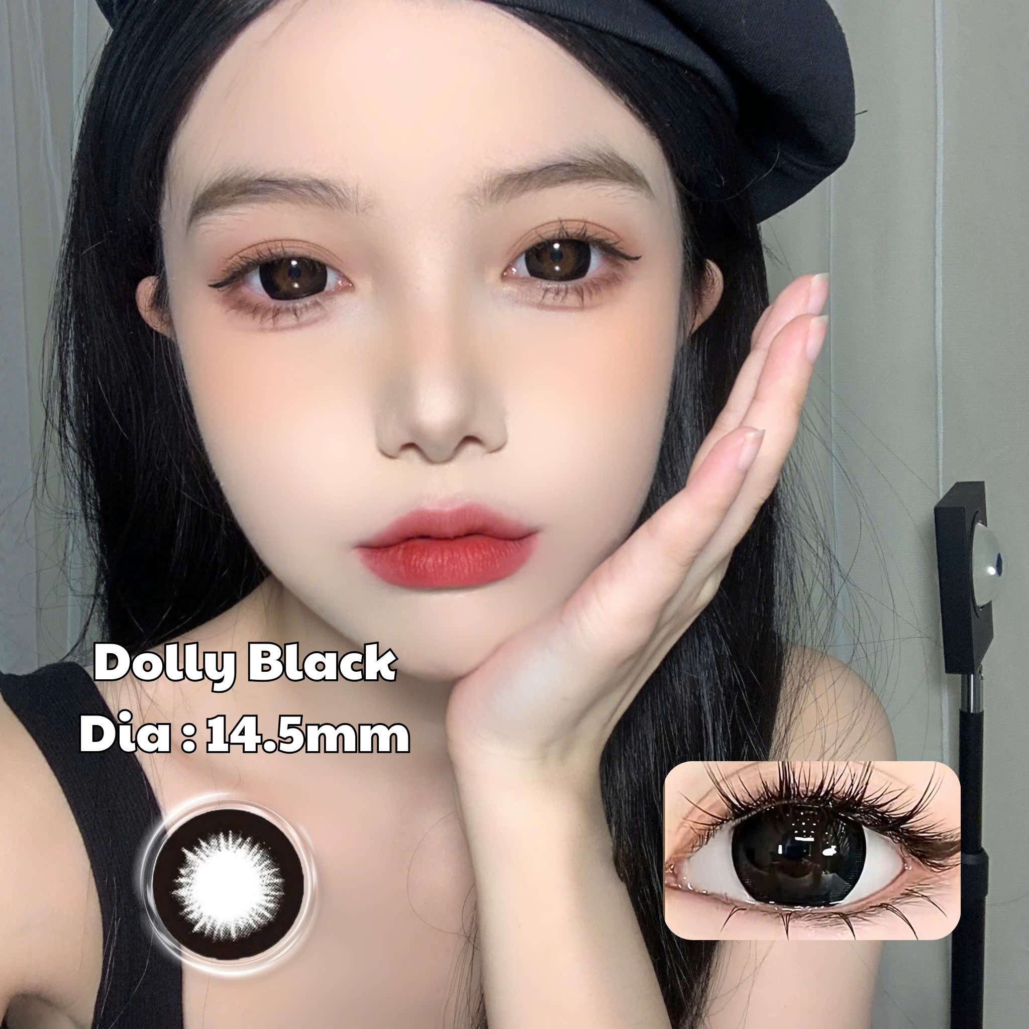 Kính Áp Tròng Màu Đen Dolly Black