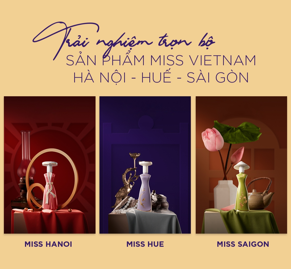 Bộ Sưu Tập Nước Hoa Miss Vietnam Gốm Sứ Màu