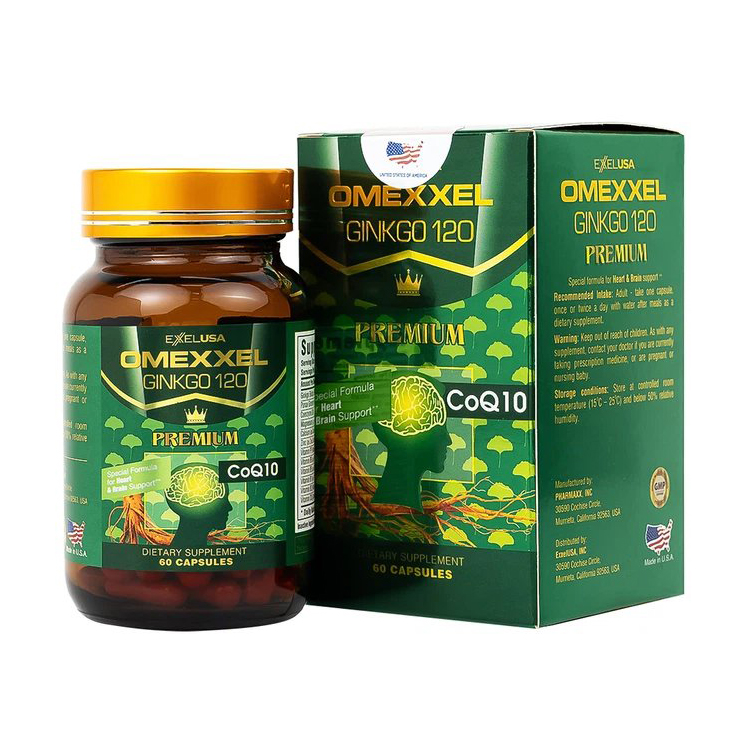 Viên uống Omexxel Ginkgo 120 Premium Omexxel hỗ trợ tốt cho não và tim mạch (60 viên)