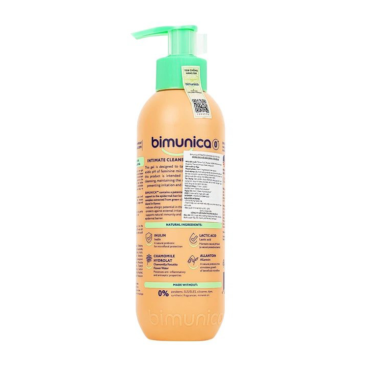 Dung dịch vệ sinh vùng kín Bimunica 250ml dành cho bé gái từ 0 tháng tuổi