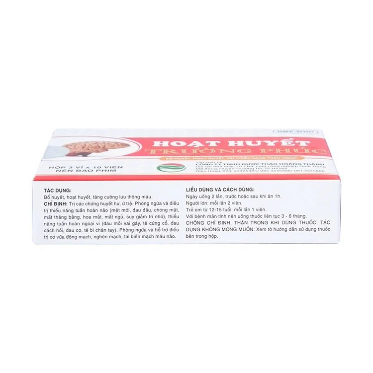 Thuốc Hoạt Huyết Trường Phúc giúp hoạt huyết, trị thiếu năng tuần hoàn (3 vỉ x 10 viên)