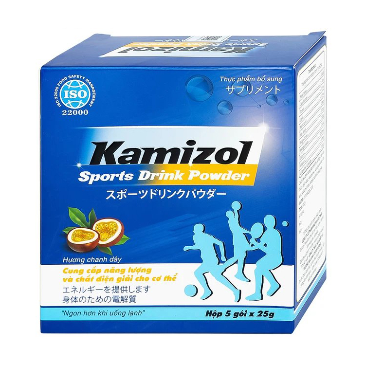 Bột điện giải vị chanh dây Kamizol Sports Drink Powder 25g cung cấp năng lượng, chất điện giải cho cơ thể (5 gói)