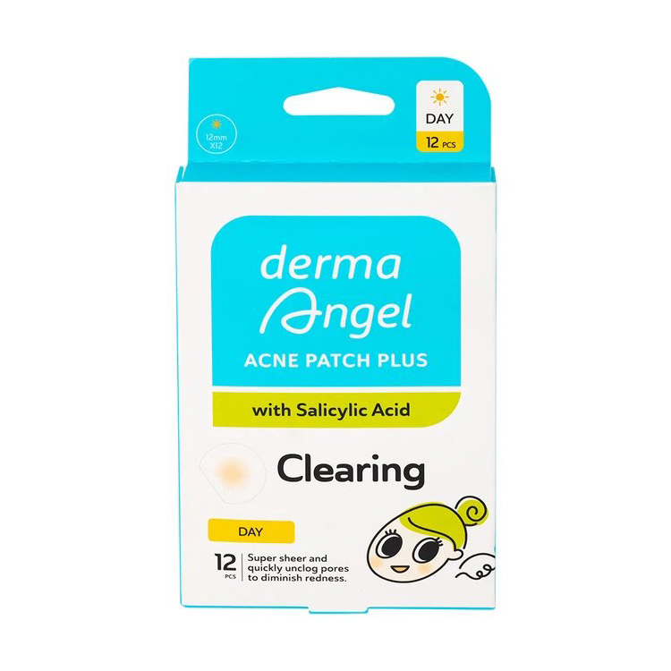 Miếng dán mụn ban ngày DermaAngel Plus hỗ trợ hút dịch mủ, làm lành vết thương nhanh chóng (12 miếng)