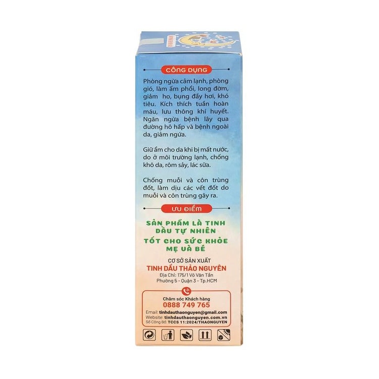 Tinh dầu cho bé sơ sinh Thảo Nguyên giúp phòng ngừa cảm lạnh, phòng gió, làm ấm phổi (50ml)
