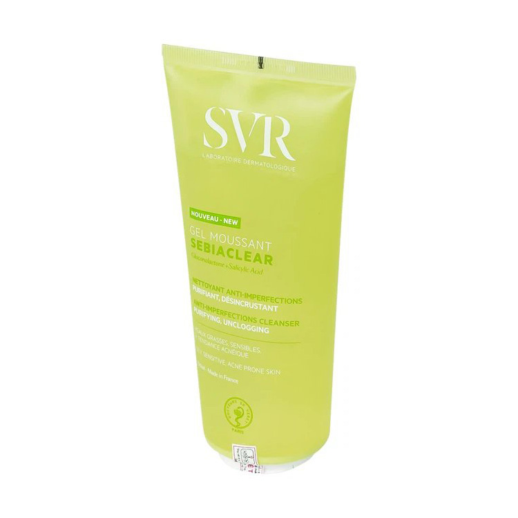Gel rửa mặt SVR Sebiaclear Gel Moussant 200ml làm sạch không chứa xà phòng và loại bỏ tế bào da chết
