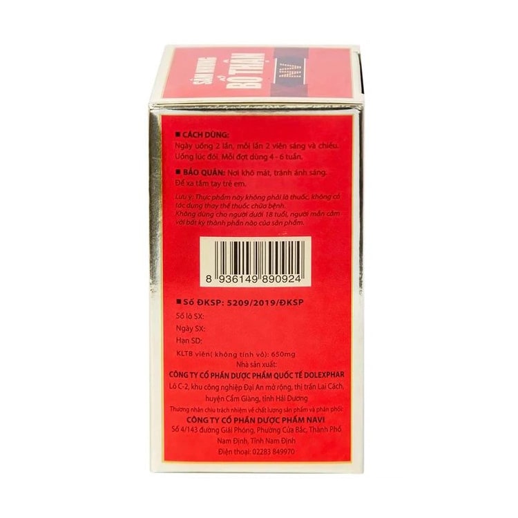 Viên uống Sâm Nhung Bổ Thận NV Dolexpharm hỗ trợ tráng dương, tăng cường sinh lực (30 viên)