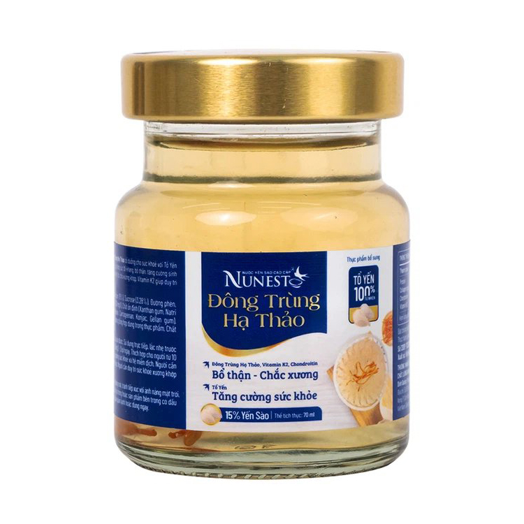 Nước Yến Sào Cao Cấp Đông Trùng Hạ Thảo 15% bổ thận, chắc xương, bổ dưỡng sức khỏe (6 Lọ x 70ml)
