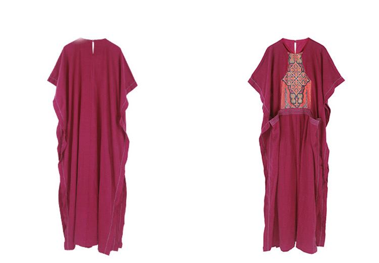 Chiếc váy nhà L U S A bằng vải cotton và vải lanh cổ điển kiểu áo choàng rộng, váy dài