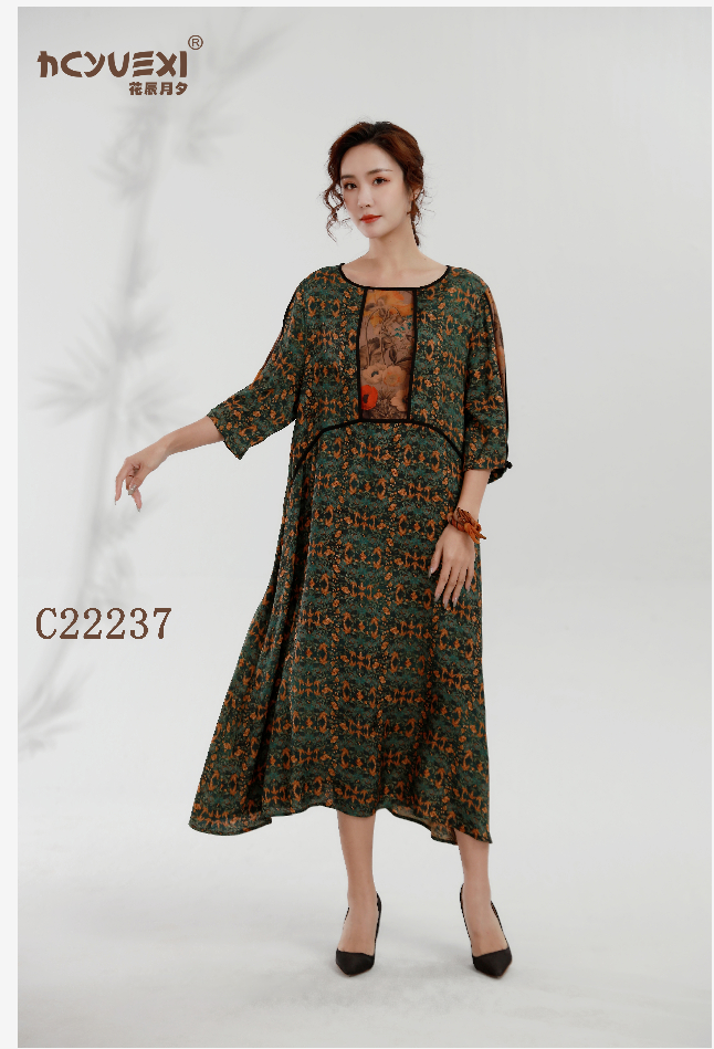 Áo Lụa Tây Phong Fress Size 2024 nền đen có văn hoa