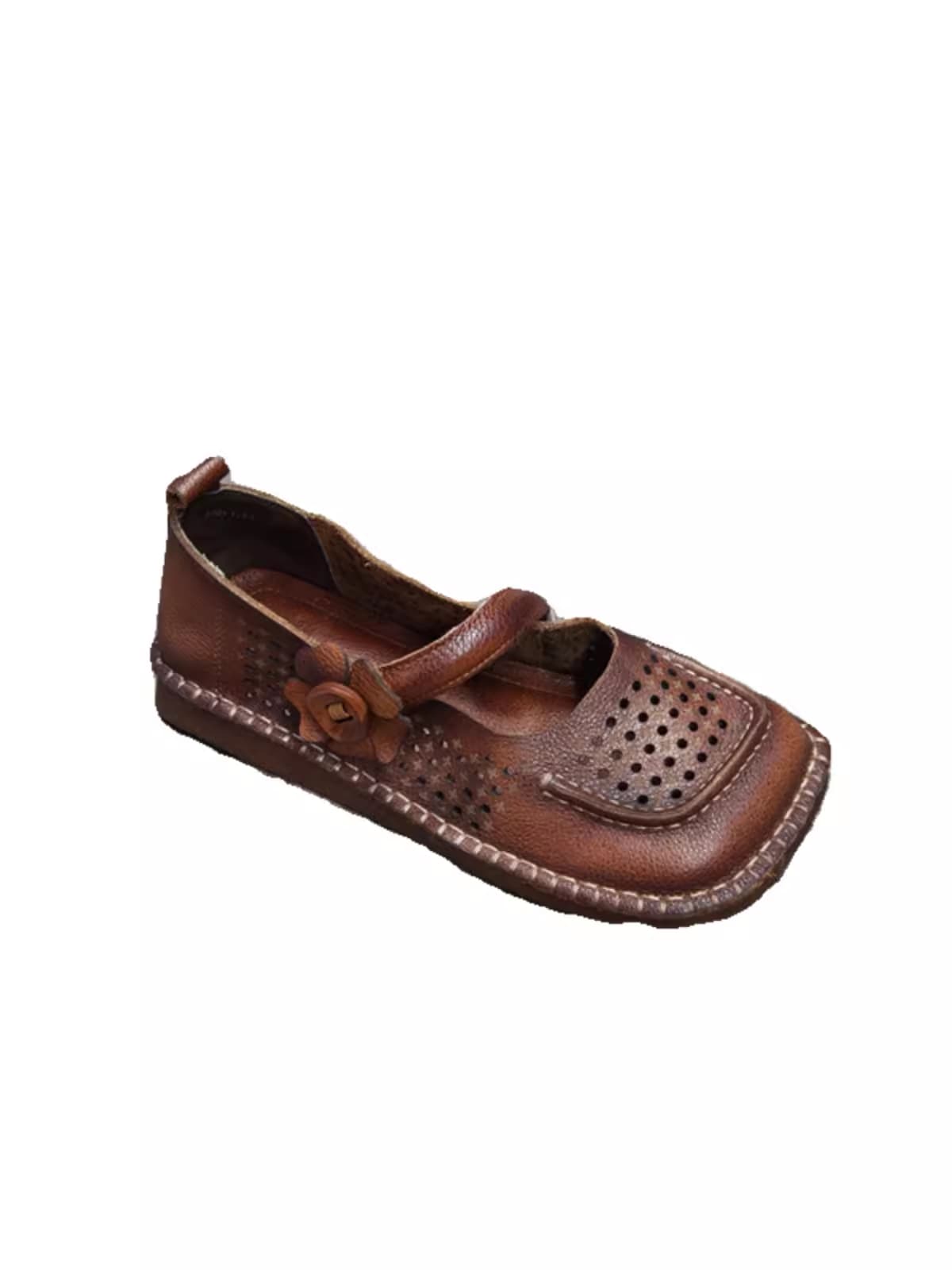 Giày miệng nông da bò thật, lỗ thủng, đế gân bò, mềm , nhẹ, thoải mái, thoáng bàn chân