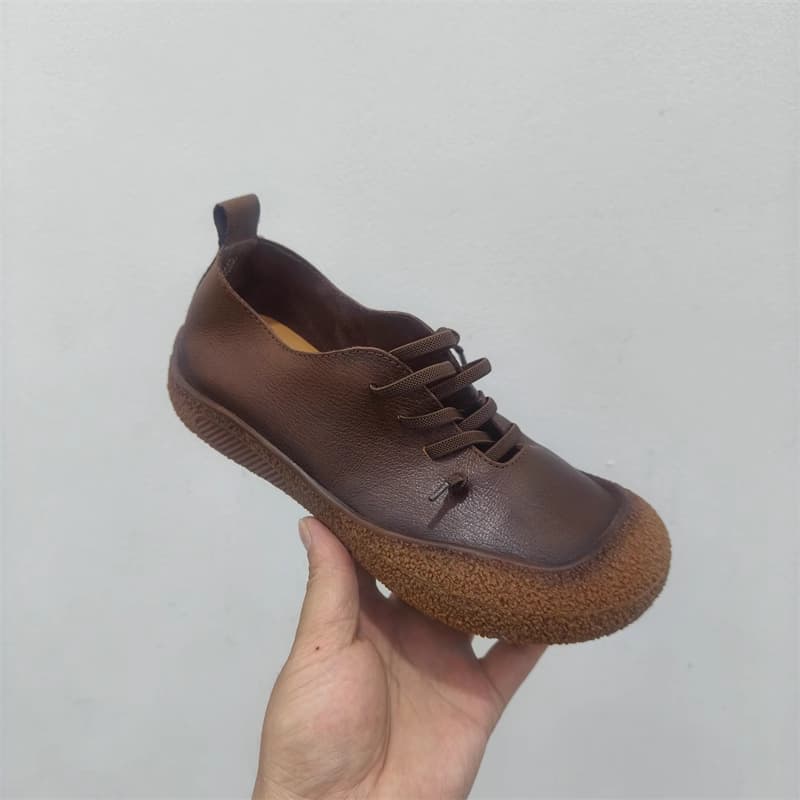 Giày buộc dây miệng nông da bò thật, lỗ thủng, đế gân bò, mềm , nhẹ, thoải mái, thoáng bàn chân