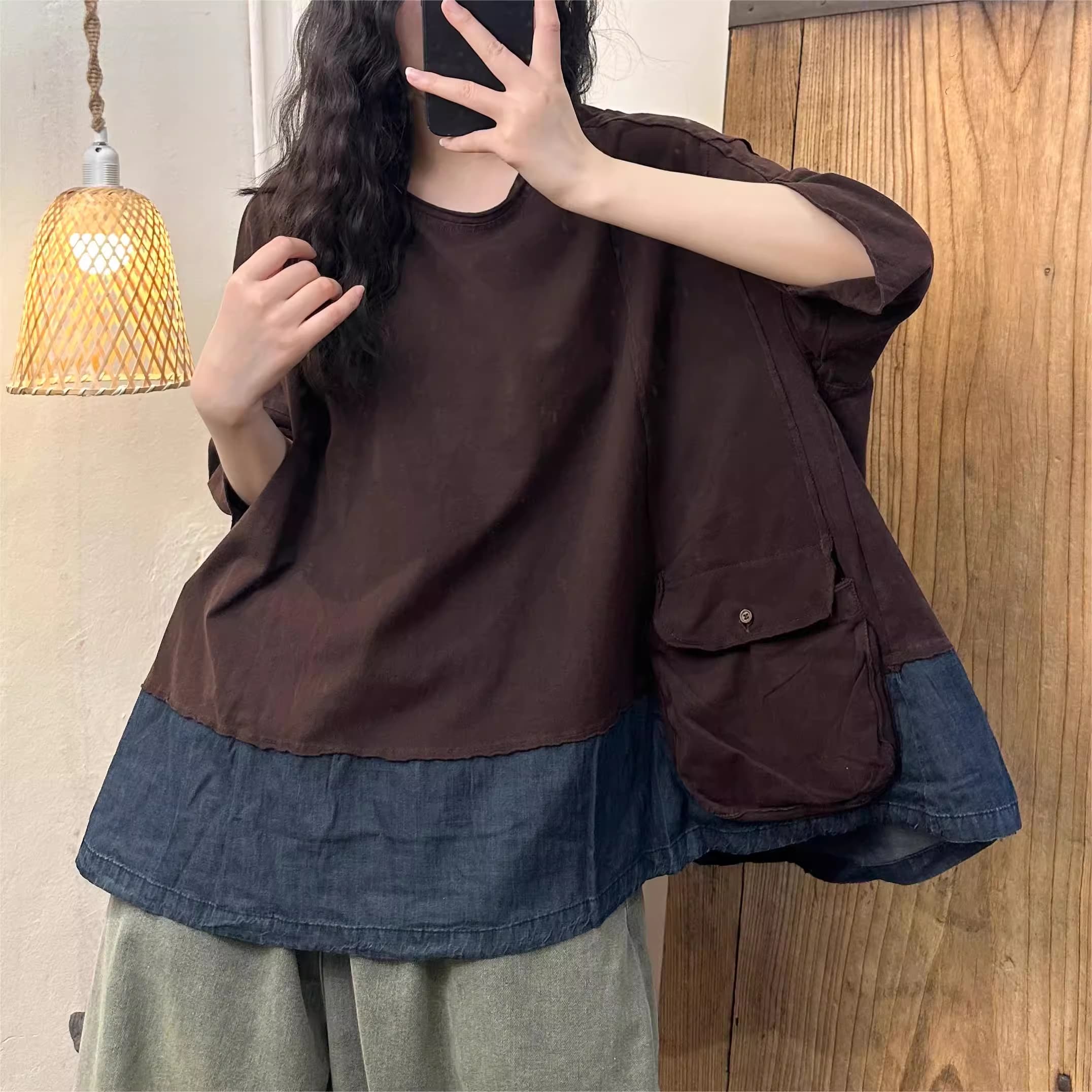 Áo cotton denim đến từ H u a l o u phong cách khỏe khoắn