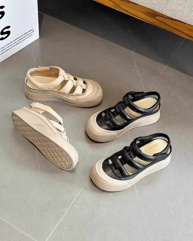 Sandal nữ da thật, miệng kín, miệng hở thoáng  đế vừa. Phong cách hiện đại, cá tính thích hợp mùa hè.