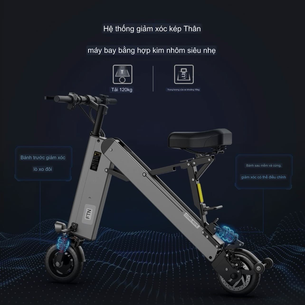 Xe điện 2 bánh gấp mini, xe đạp ắc quy di động siêu nhẹ, nam nữ đều phù hợp thể hiện cá tính. Hàng chính hãng.