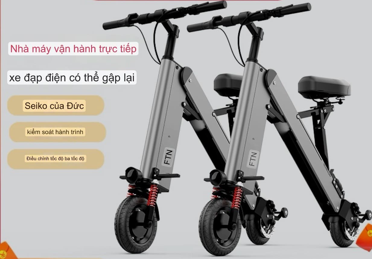 Xe điện 2 bánh gấp mini, xe đạp ắc quy di động siêu nhẹ, nam nữ đều phù hợp thể hiện cá tính. Hàng chính hãng.