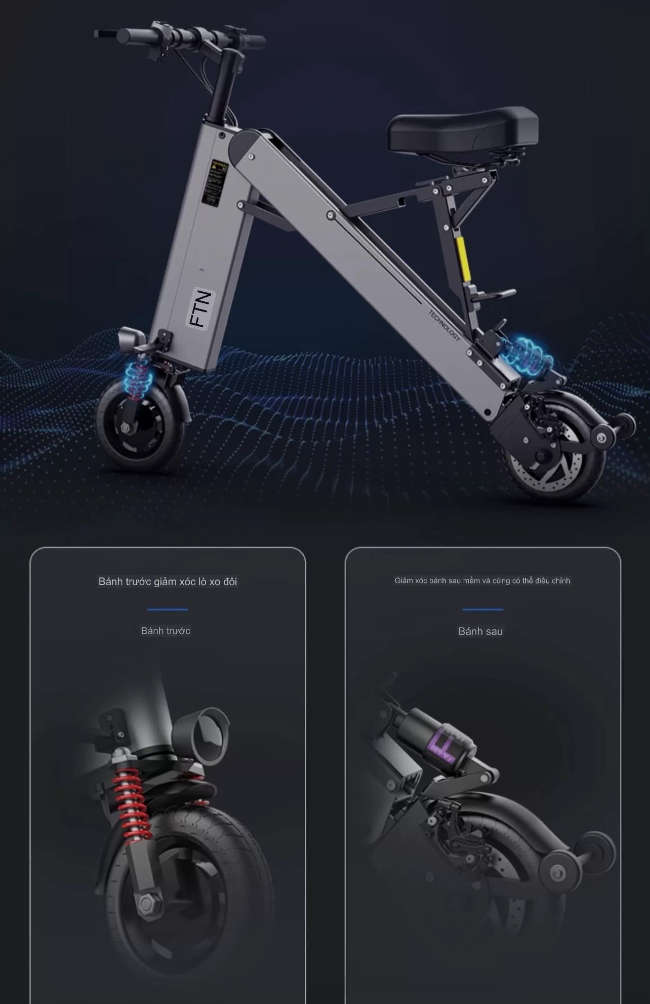 Xe điện 2 bánh gấp mini, xe đạp ắc quy di động siêu nhẹ, nam nữ đều phù hợp thể hiện cá tính. Hàng chính hãng.