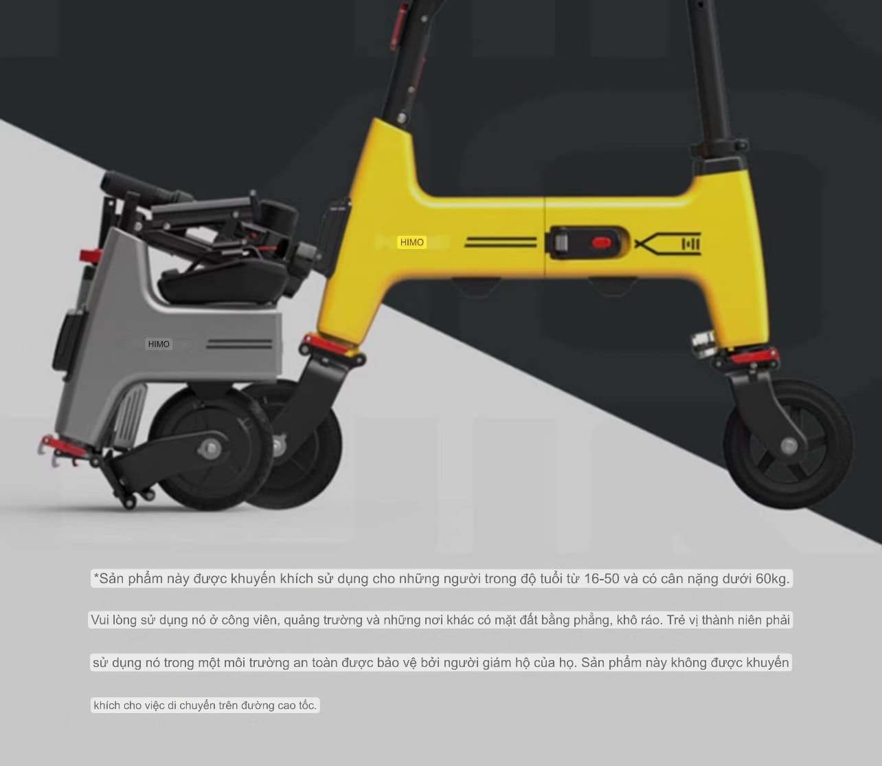 Chiếc xe điện H1 mini gấp siêu nhẹ , pin lithium đến từ nhà H I M O. Dành cho nam nữ tiện để cốp xe oto nhỏ