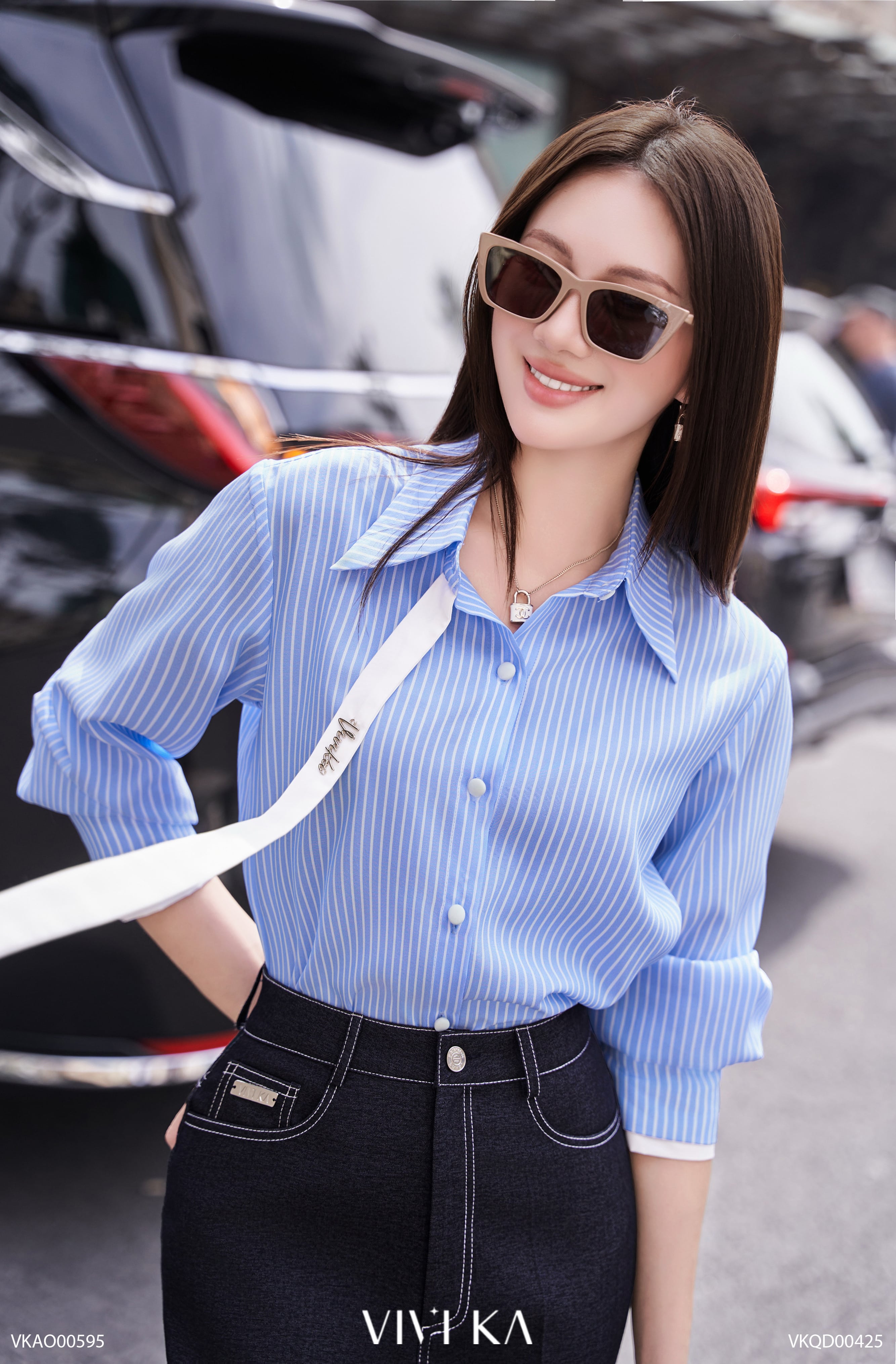 Áo Autumn sơ mi tay dài phối dây