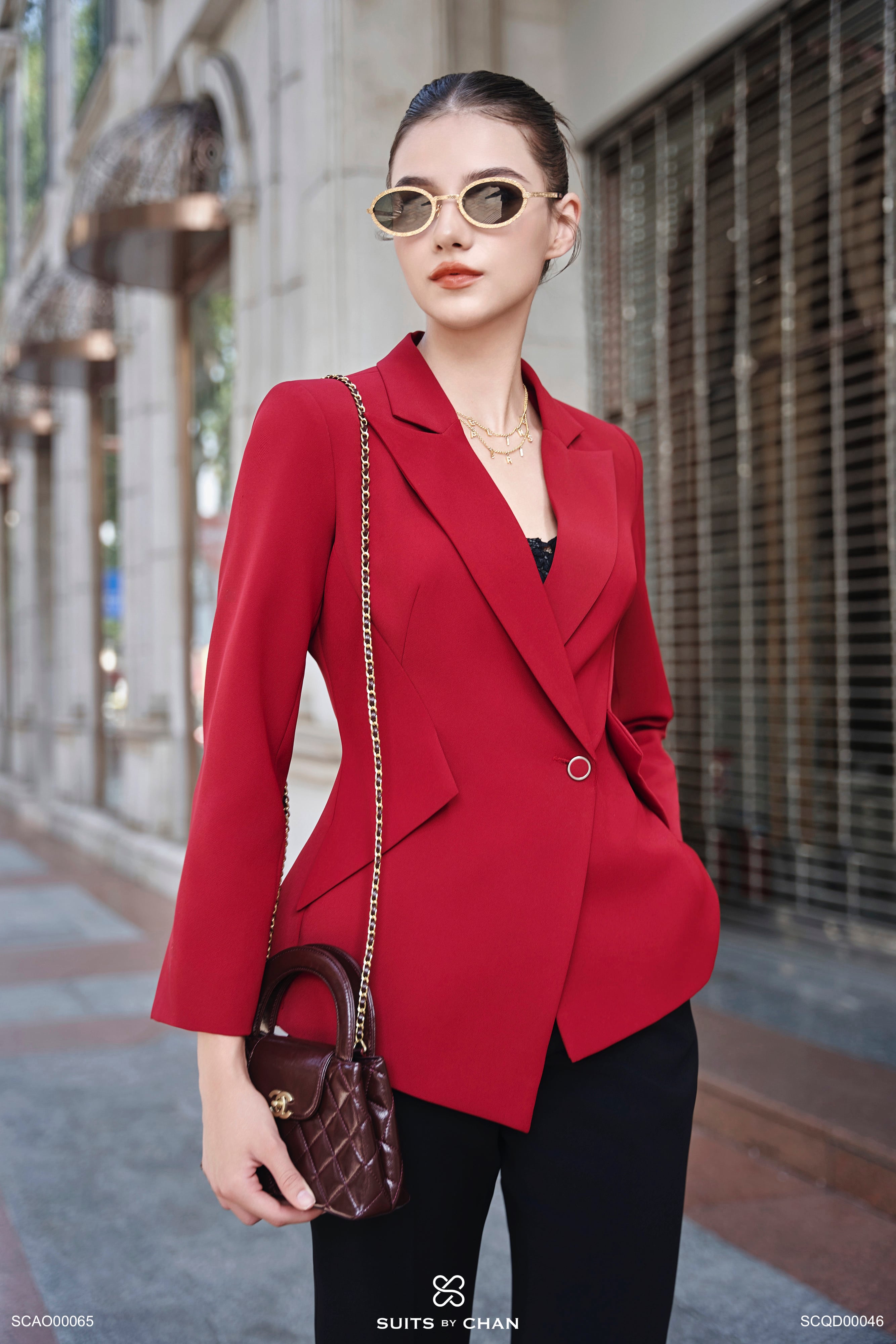 Áo vest Jena phối túi vạt đắp chéo