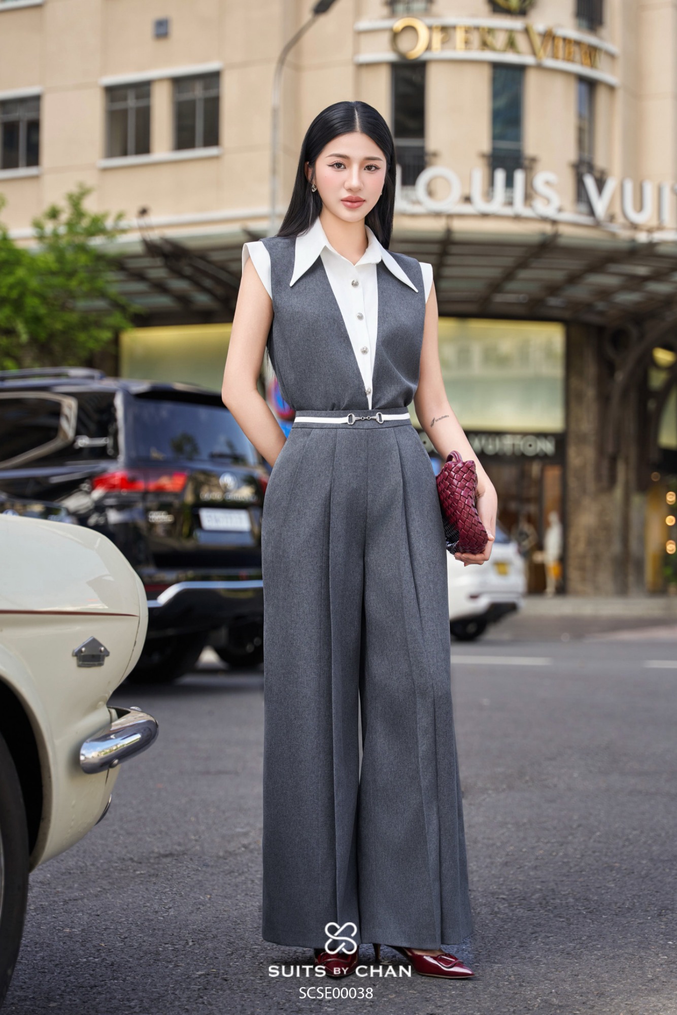 Quần dài Brandy belt ống rộng