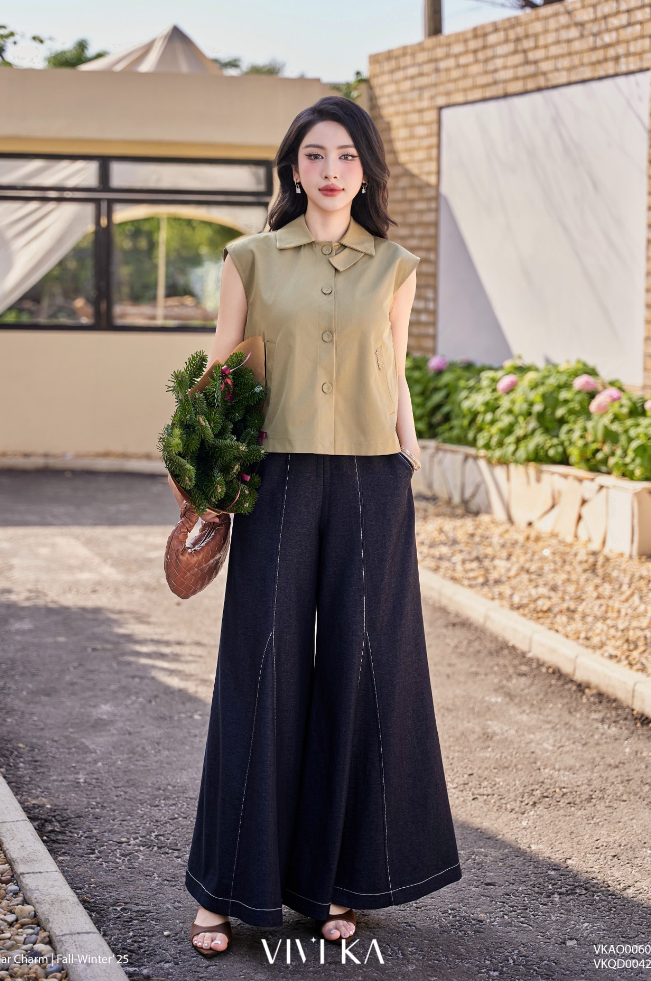 Áo Ellery kiểu sơ mi sát nách phối túi